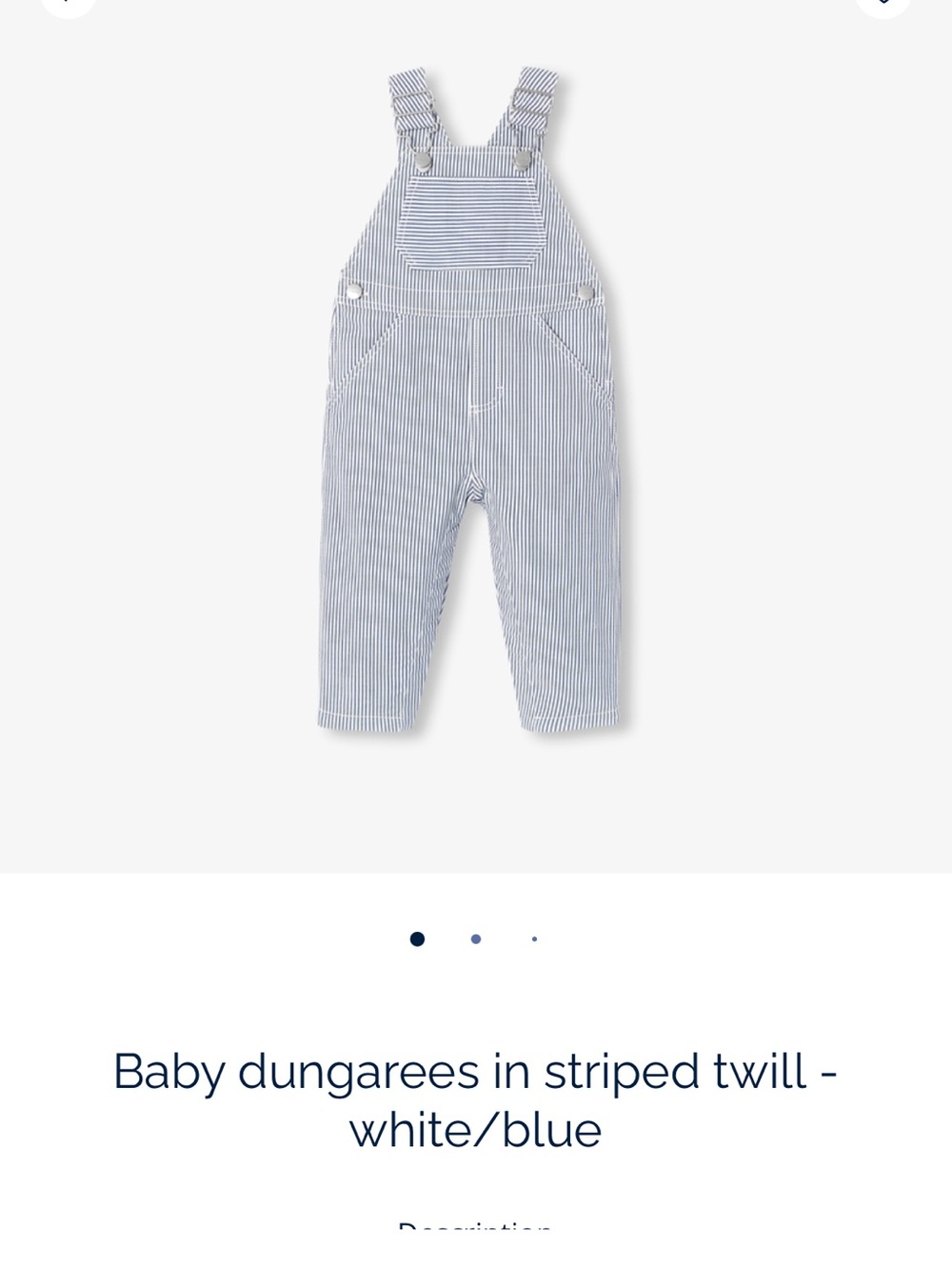 Jacadi White and Blue Striped Baby Overalls